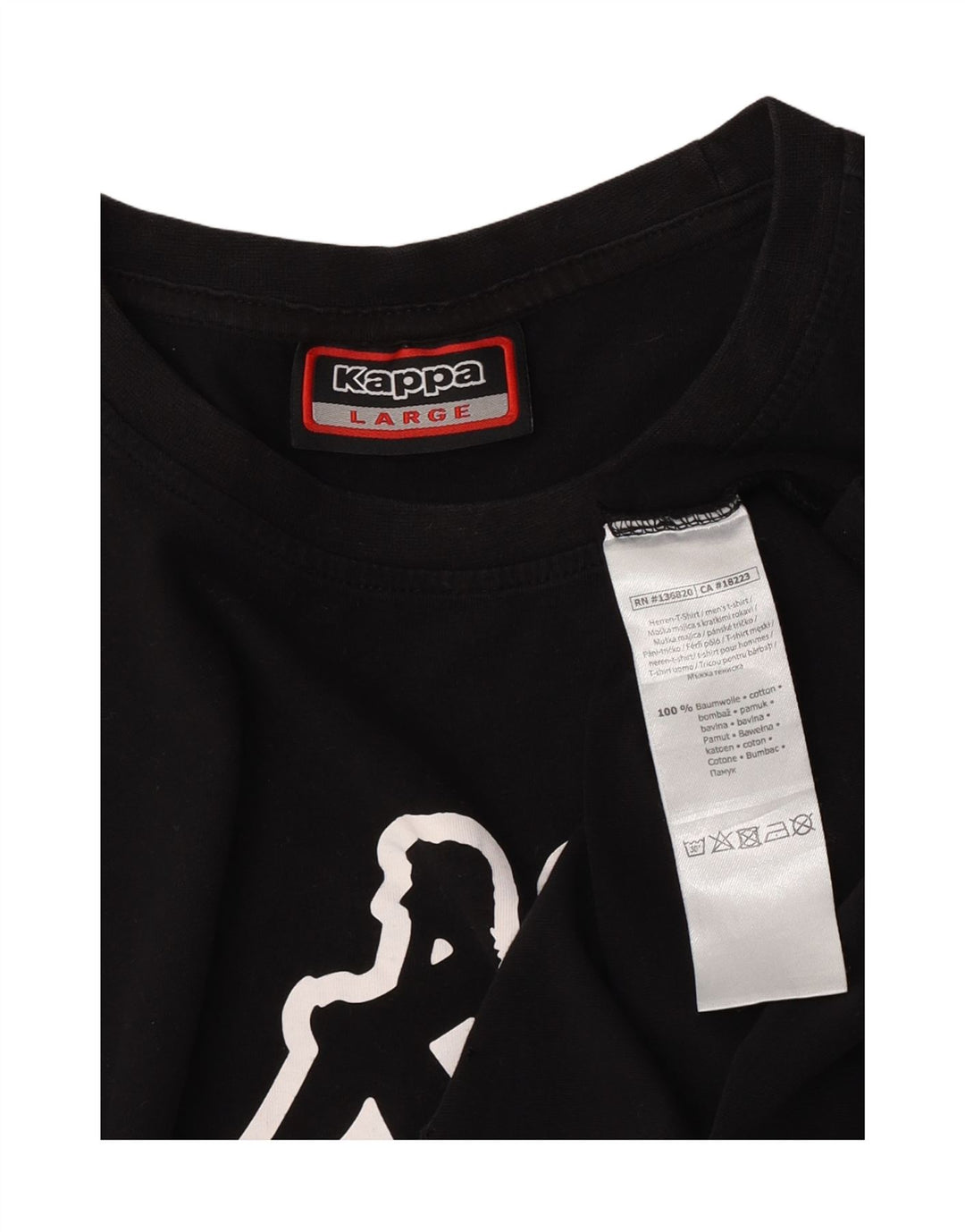 Kappa Herren-T-Shirt mit Grafik, groß, aus schwarzer Baumwolle