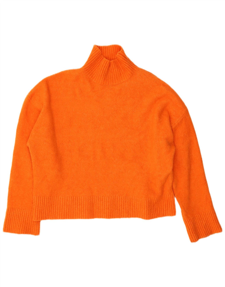 Zara Damen-Pullover mit Rollkragen, übergroß, Größe 40, Orange, Acryl