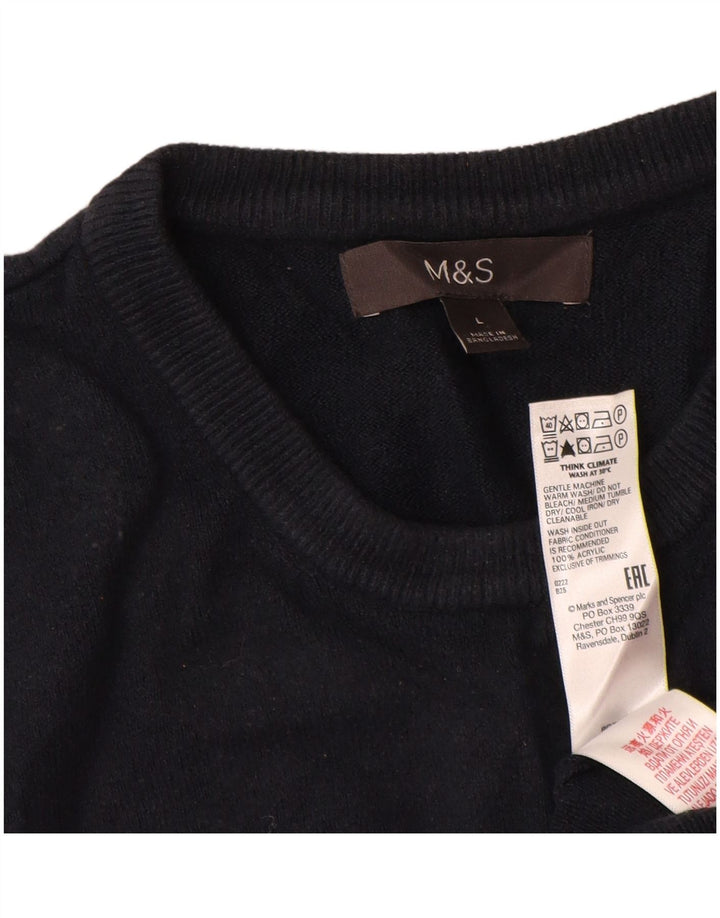 Marks & Spencer Herren-Pullover mit Rundhalsausschnitt, groß, Marineblau, Acryl