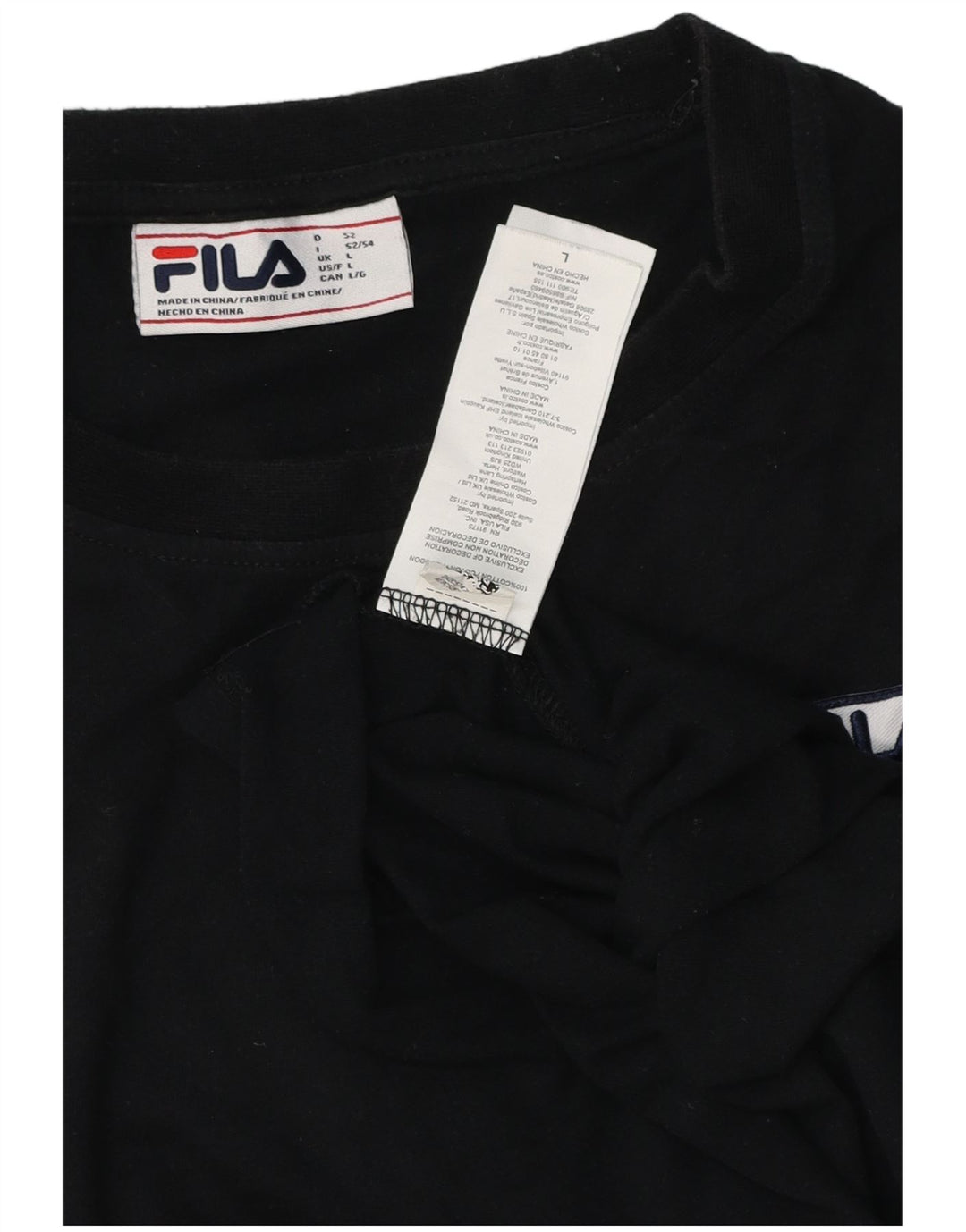 FILA Damen T-Shirt Top Large Schwarz Baumwolle