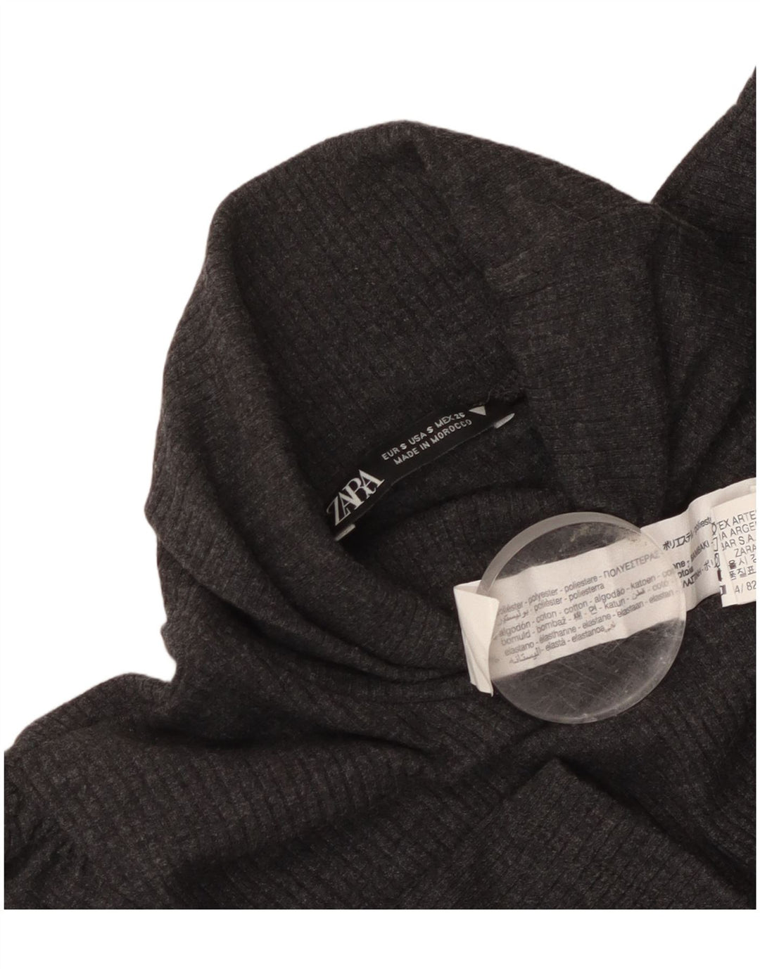 Zara Damen-Pulloverkleid mit Rollkragen und kurzen Ärmeln, Größe S, Grau, Polyester