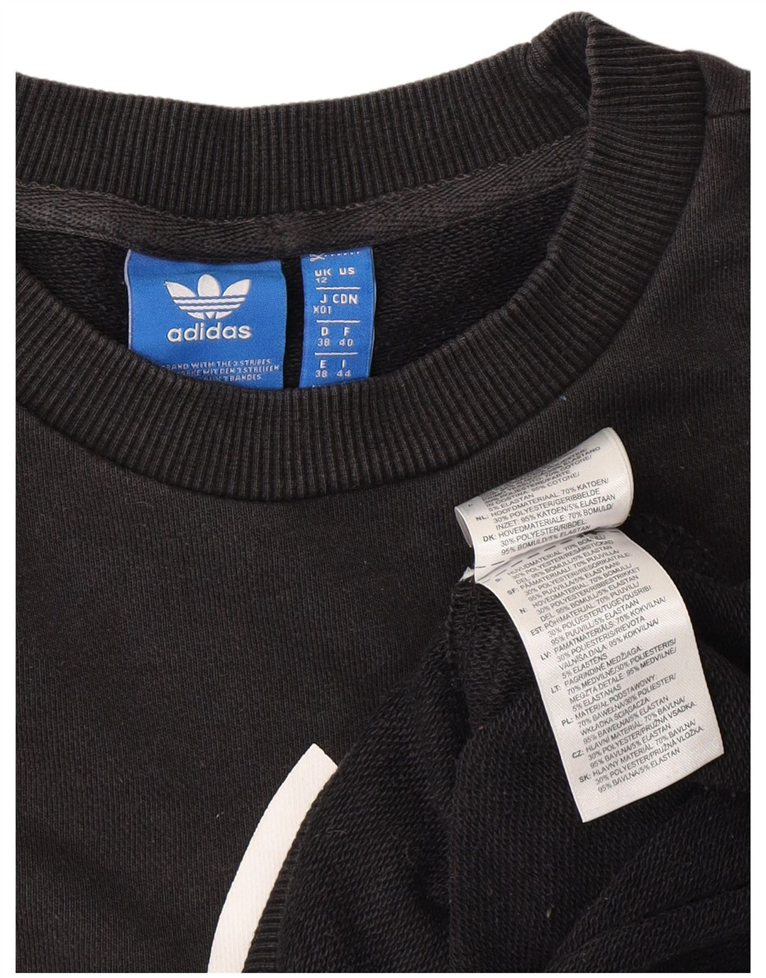 ADIDAS Damen Grafik-Sweatshirt-Pullover UK 12 Mittelschwarze Baumwolle