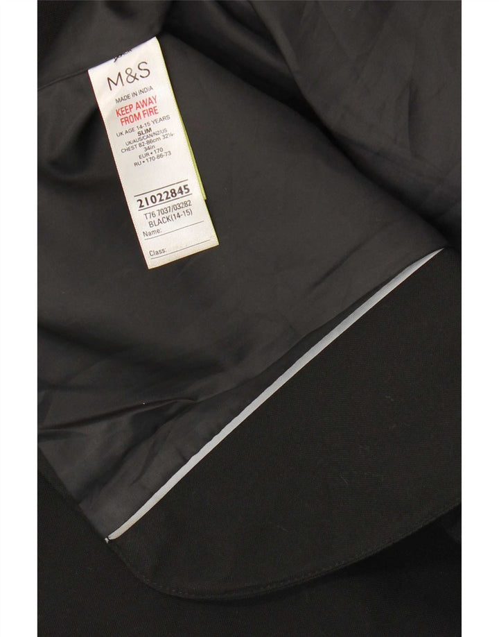Marks & Spencer Jungen-Blazer mit 2 Knöpfen, 14–15 Jahre, schwarzes Polyester