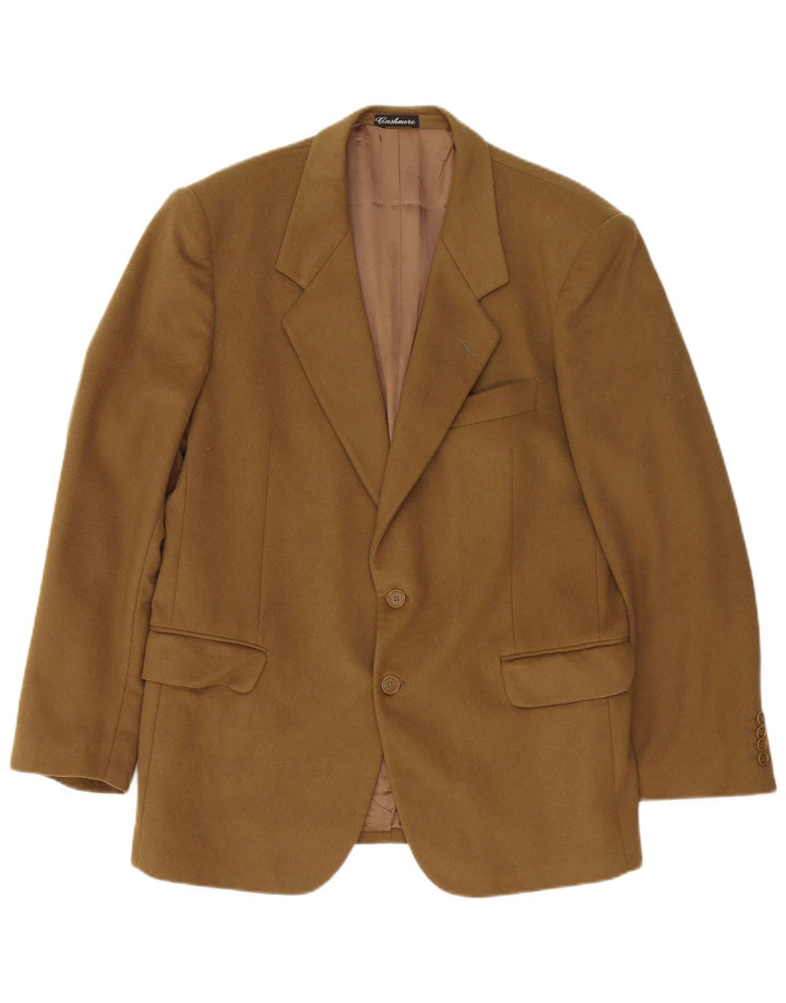 Vintage Herren 2 Knopf Blazer Jacke IT 52 XL Khaki Kaschmir