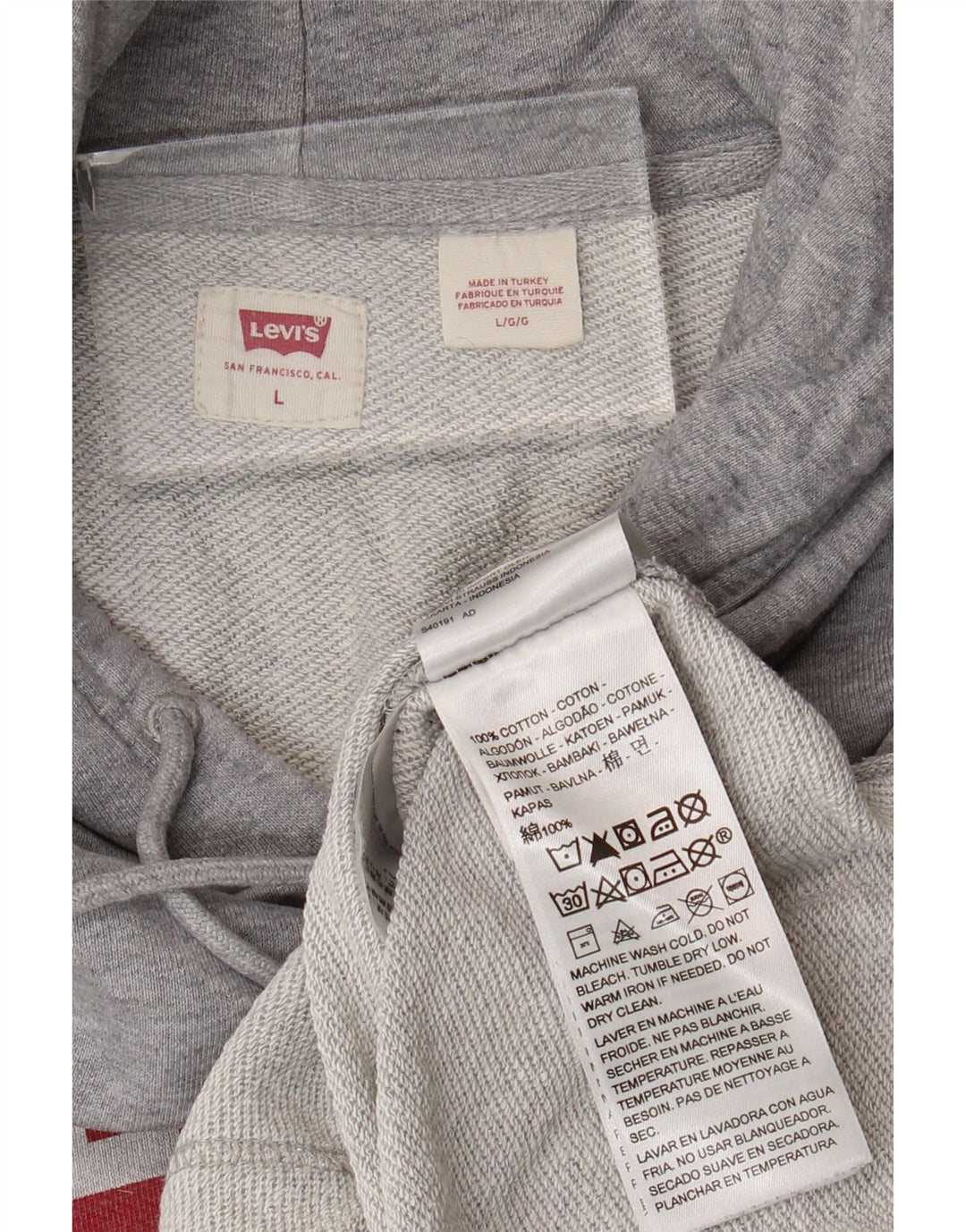 Levi's Herren-Kapuzenpullover mit Grafik, groß, graue Baumwolle