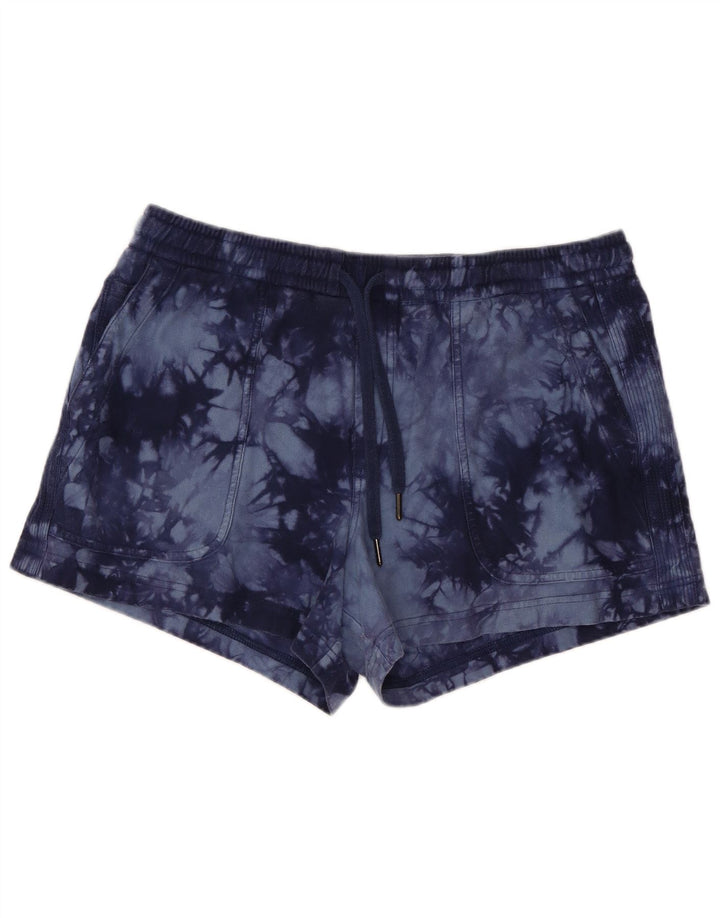 ATHLETA Damen Sportshorts UK 14 Große Marineblaue Batik-Baumwolle
