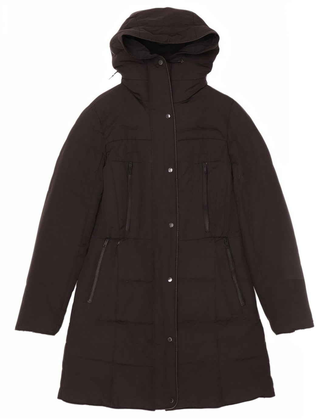 Zara Damen Kapuzenmantel, gepolstert, UK 14, mittelschwarz