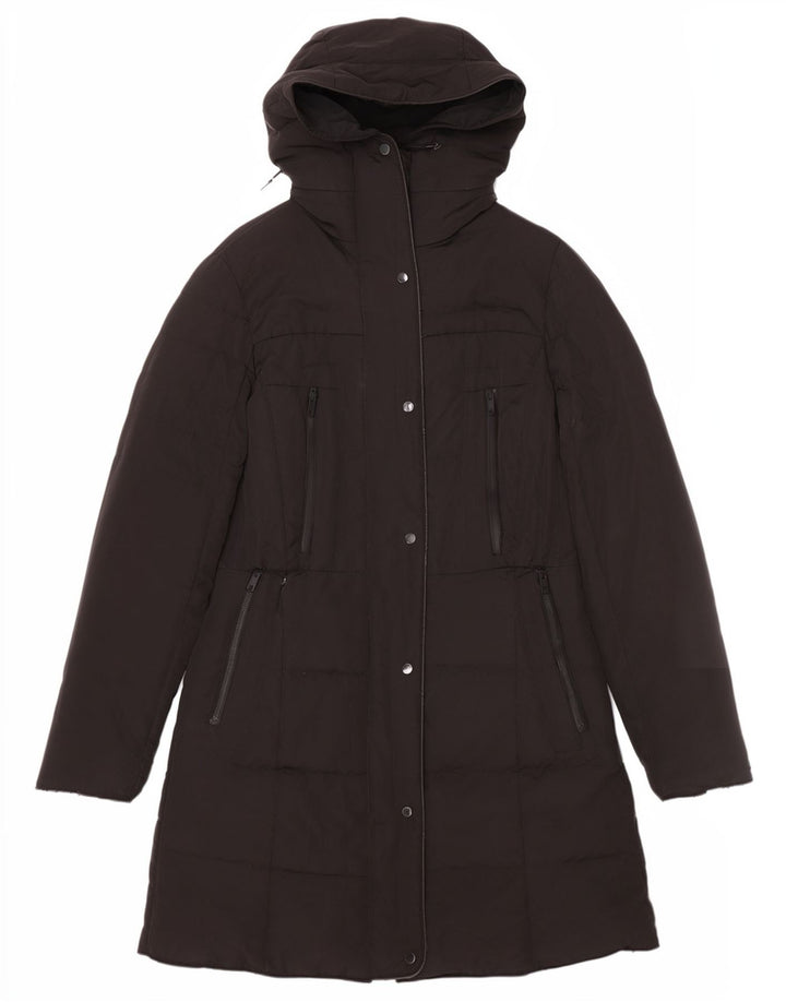 Zara Damen Kapuzenmantel, gepolstert, UK 14, mittelschwarz