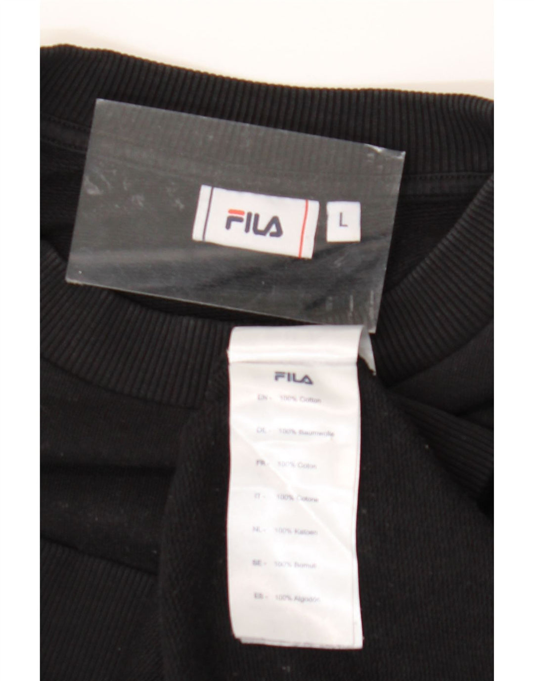 FILA Damen Grafik-Sweatshirt-Pullover UK 16 Große schwarze Baumwolle