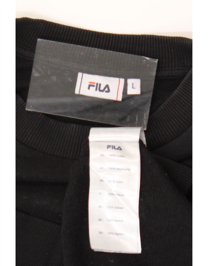FILA Damen Grafik-Sweatshirt-Pullover UK 16 Große schwarze Baumwolle