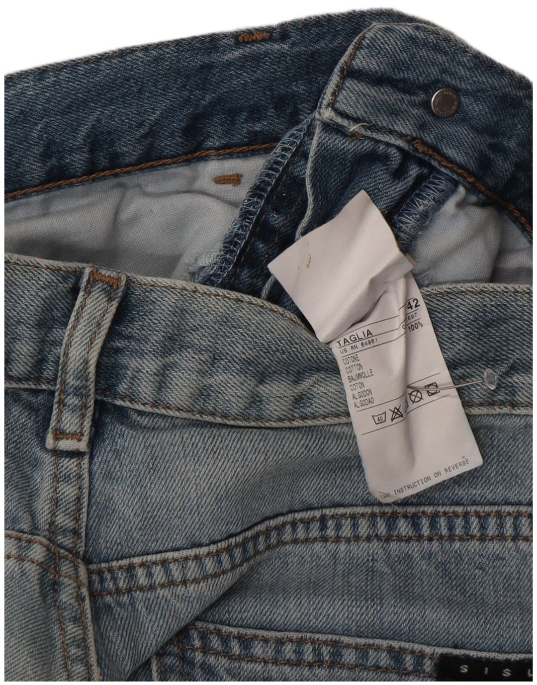 Sisley Damen Bootcut-Jeans IT 42 Medium W30 L30 Blaue Baumwolle