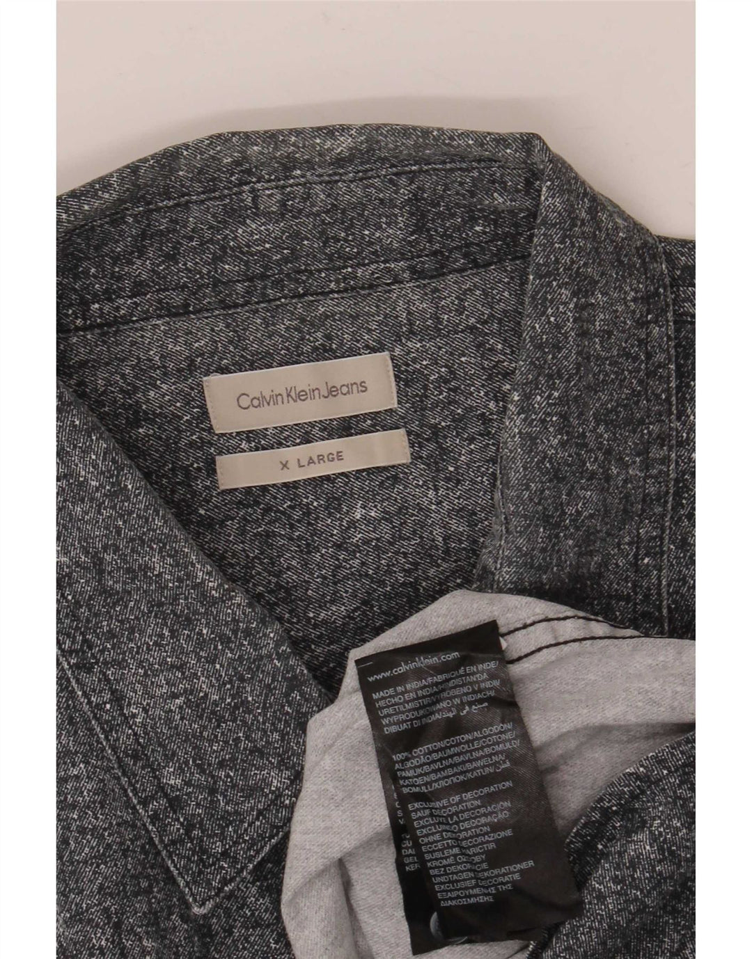 Calvin Klein Jeans Herren-Hemd mit abstraktem Muster, XL, graue Baumwolle