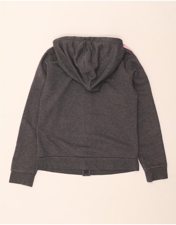 Adidas Damen Zip Hoodie Pullover UK 12/14 Mittelgraue Baumwolle