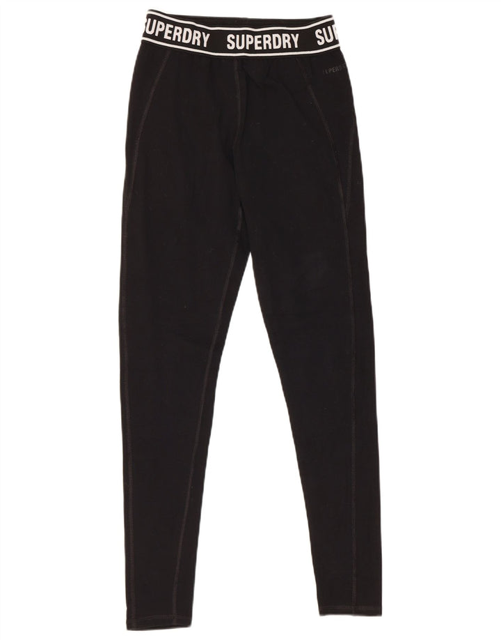 SUPERDRY Grafik-Leggings für Damen, UK 8, Größe S, Schwarz, Baumwolle