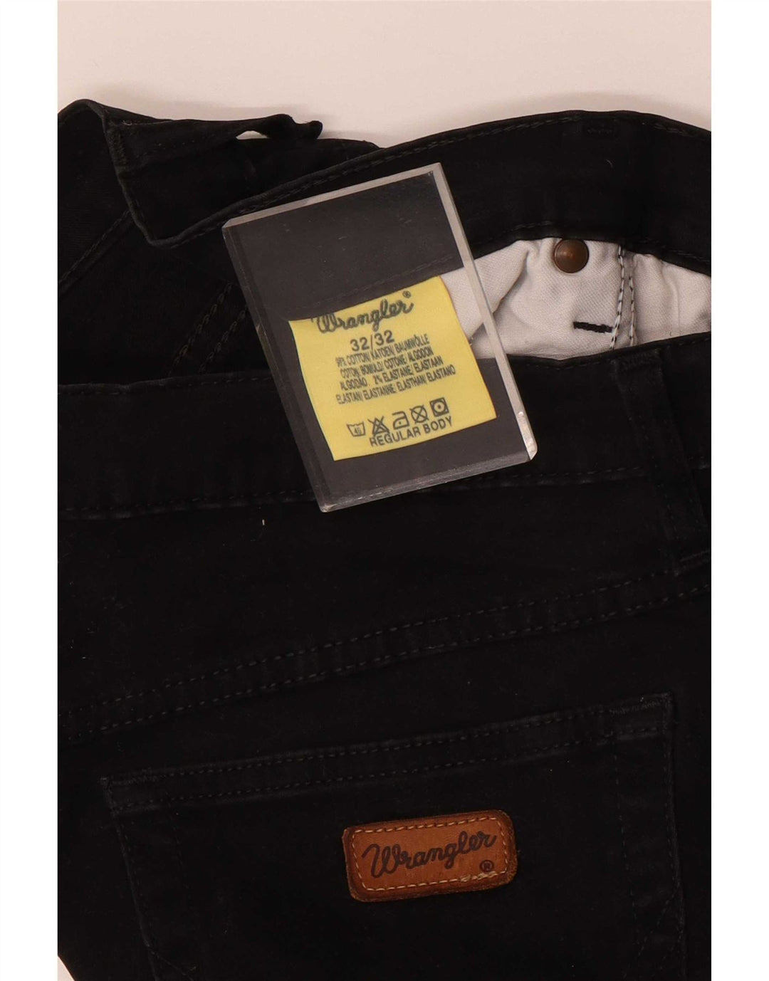 Wrangler Herren Tapered Jeans W32 L29 Schwarze Baumwolle