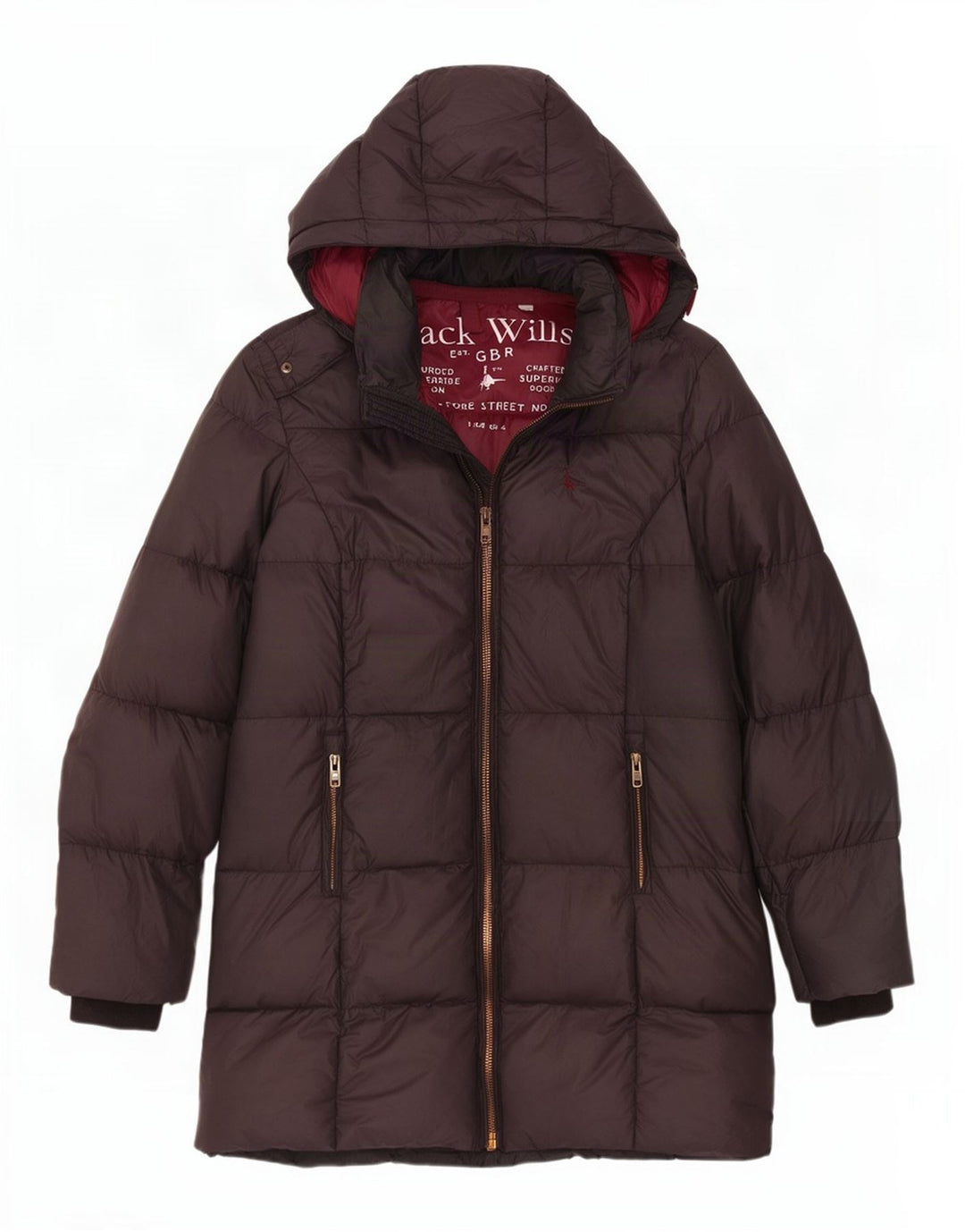 Jack Wills Wattierter Damenmantel mit Kapuze, Größe S, Grau, Polyester