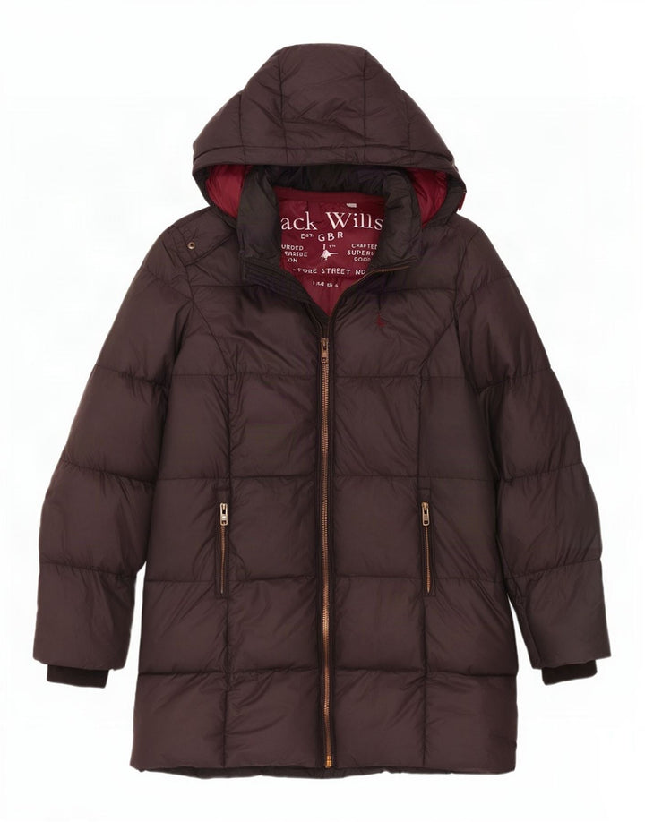 Jack Wills Wattierter Damenmantel mit Kapuze, Größe S, Grau, Polyester