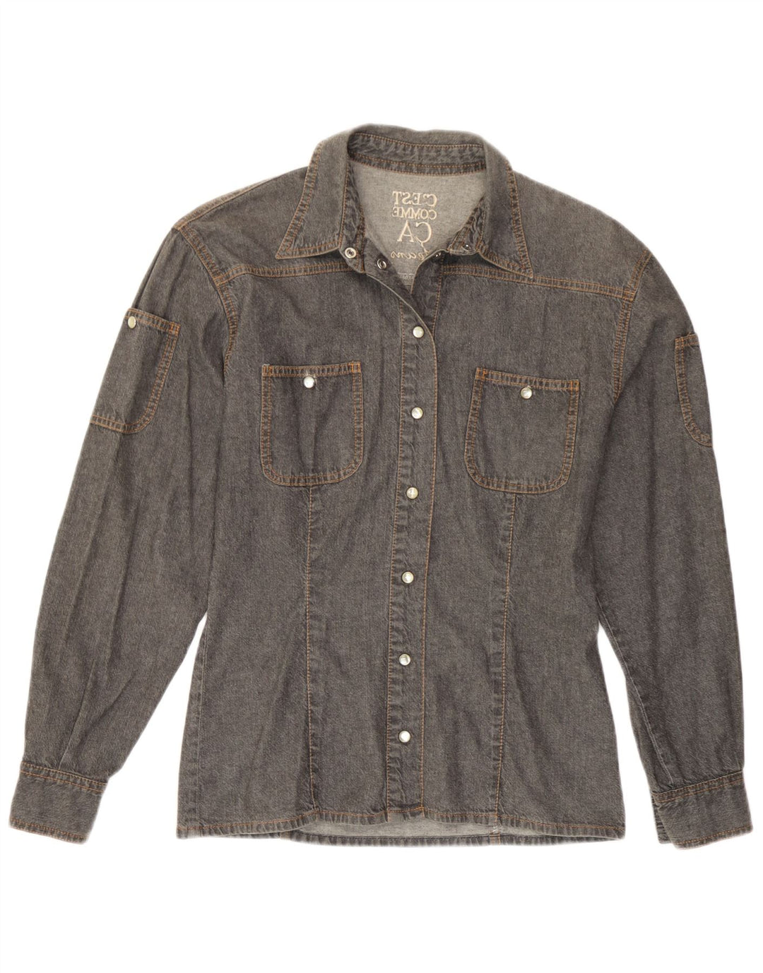 C'EST COMMECA Damen Jeanshemd UK 16 Large Grau