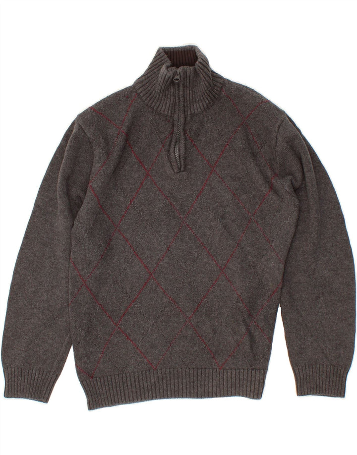 DOCKERS Boys Zip Neck Jumper Sweater 10-11 Years Medium Grey Vintage Dockers and Second-Hand Dockers from Messina Hembry 