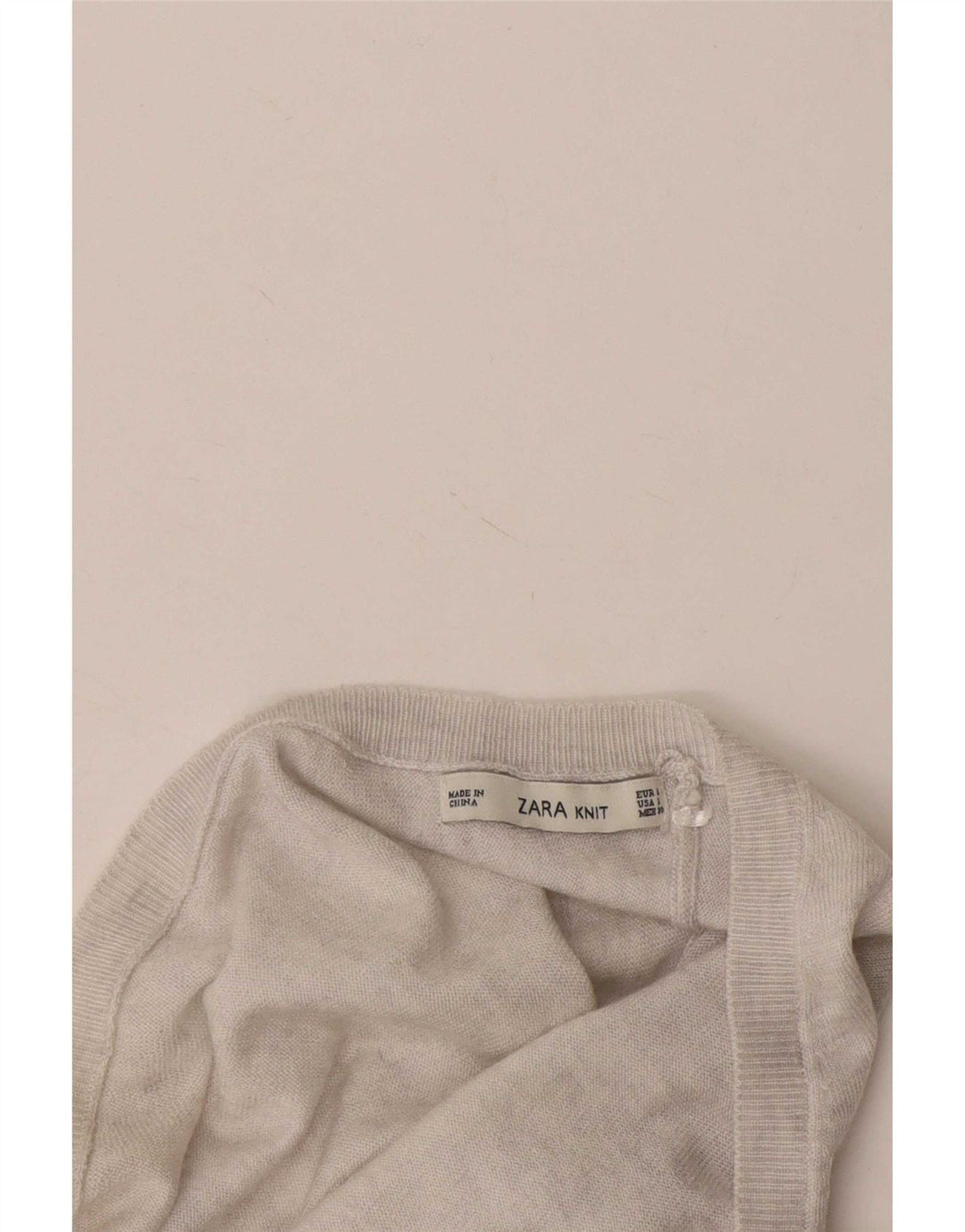 Zara Damen-Pullover mit V-Ausschnitt, Gr. 42, Größe L, Grau