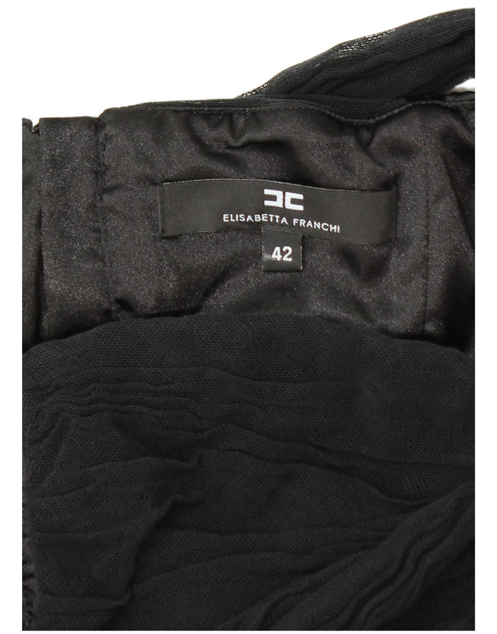 Elisabetta Franchi Damen Figurbetontes Kleid IT 42 Mittelschwarze Baumwolle