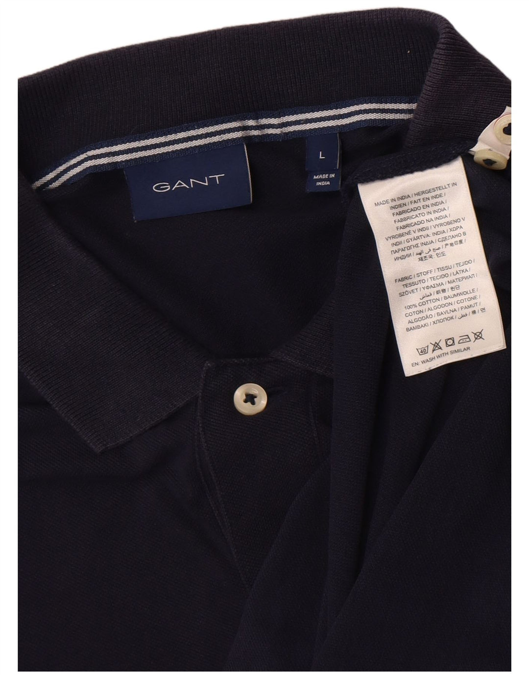 Gant Herren-Langarm-Poloshirt, groß, marineblau, Baumwolle
