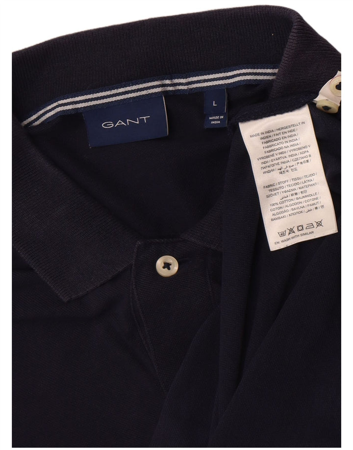 Gant Herren-Langarm-Poloshirt, groß, marineblau, Baumwolle