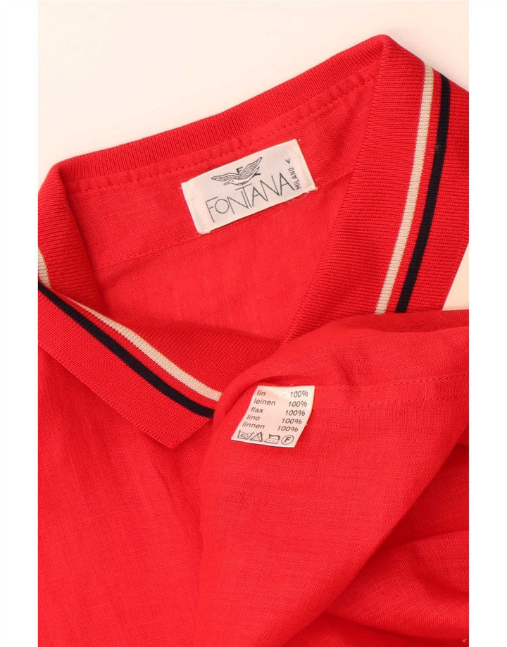 Vintage Herren Kurzarm Pullover Shirt XL Rot gestreift Leinen
