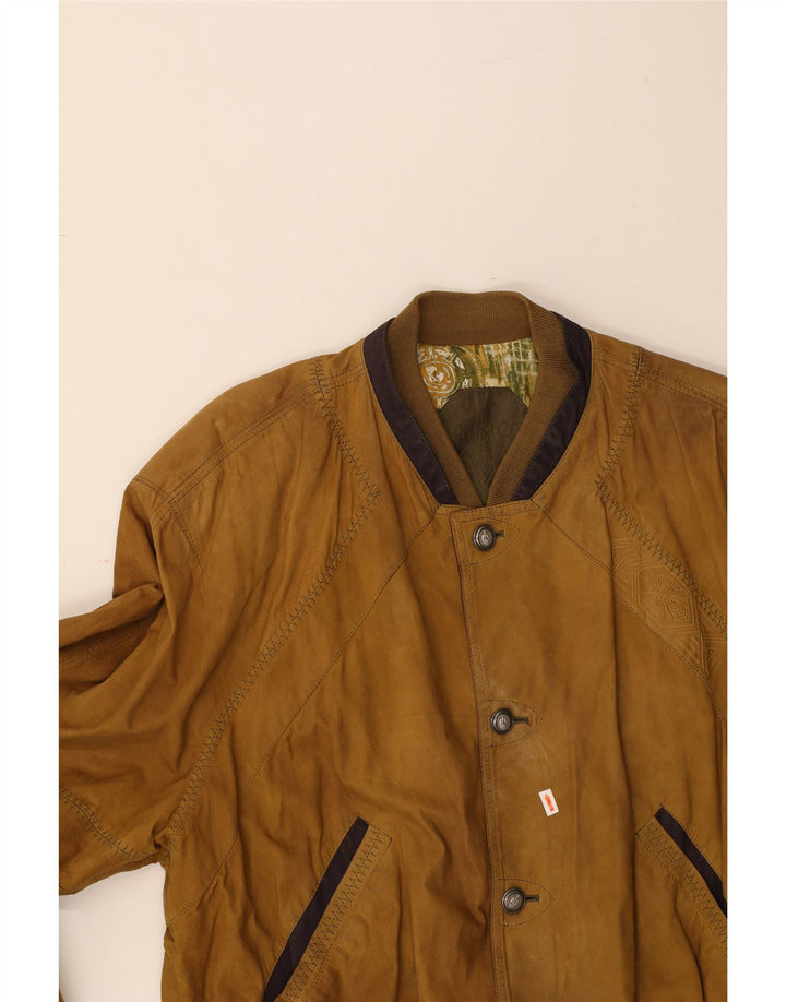 GIMO'S Mens Leather Jacket UK 42 XL Brown Leather Vintage Gimo's and Second-Hand Gimo's from Messina Hembry 