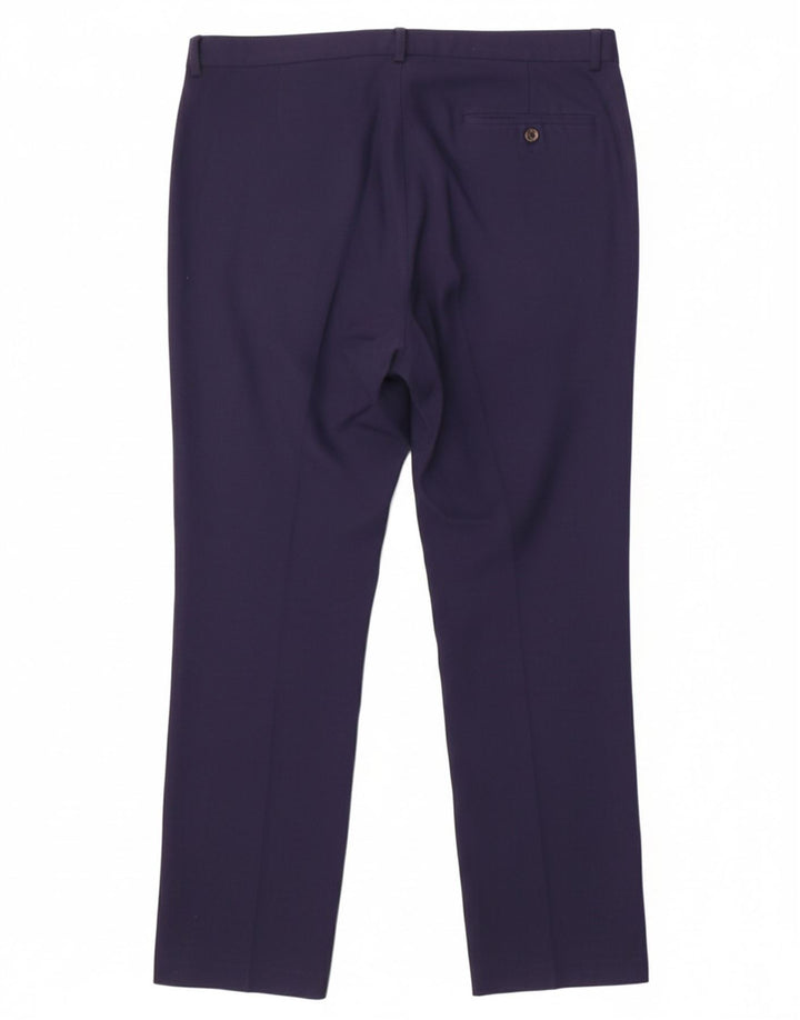 MARKS & SPENCER Mens Slim Suit Trousers W38 L31 Navy Blue Polyester