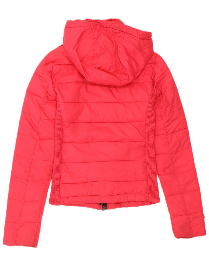 SUPERDRY Wattierte Damenjacke mit Kapuze, UK 2 2XS, rosa Nylon