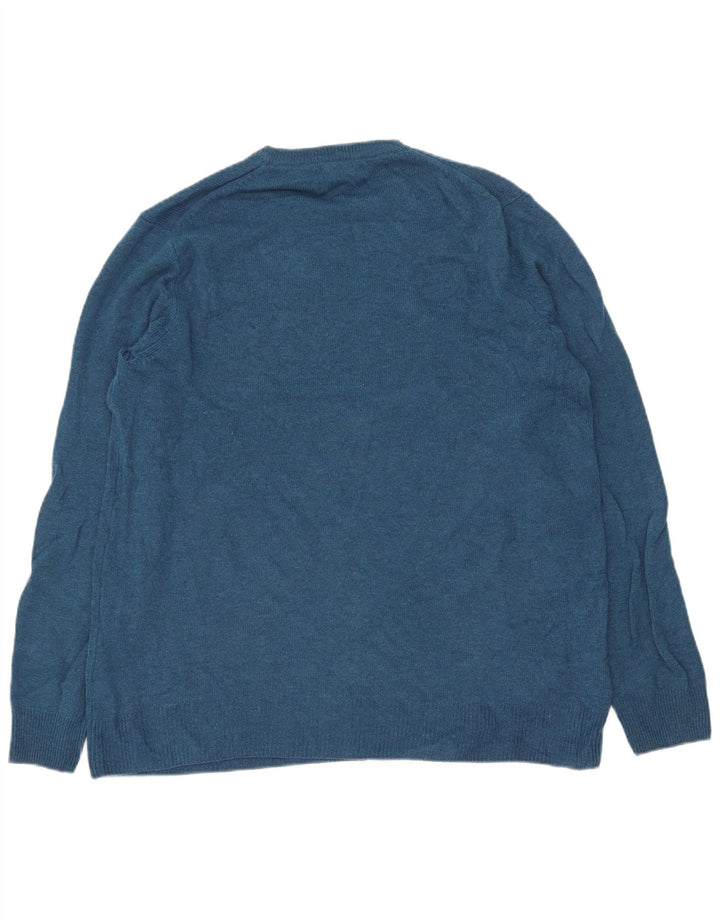 Marks & Spencer Herren-Pullover mit Rundhalsausschnitt, groß, blaue Lammwolle