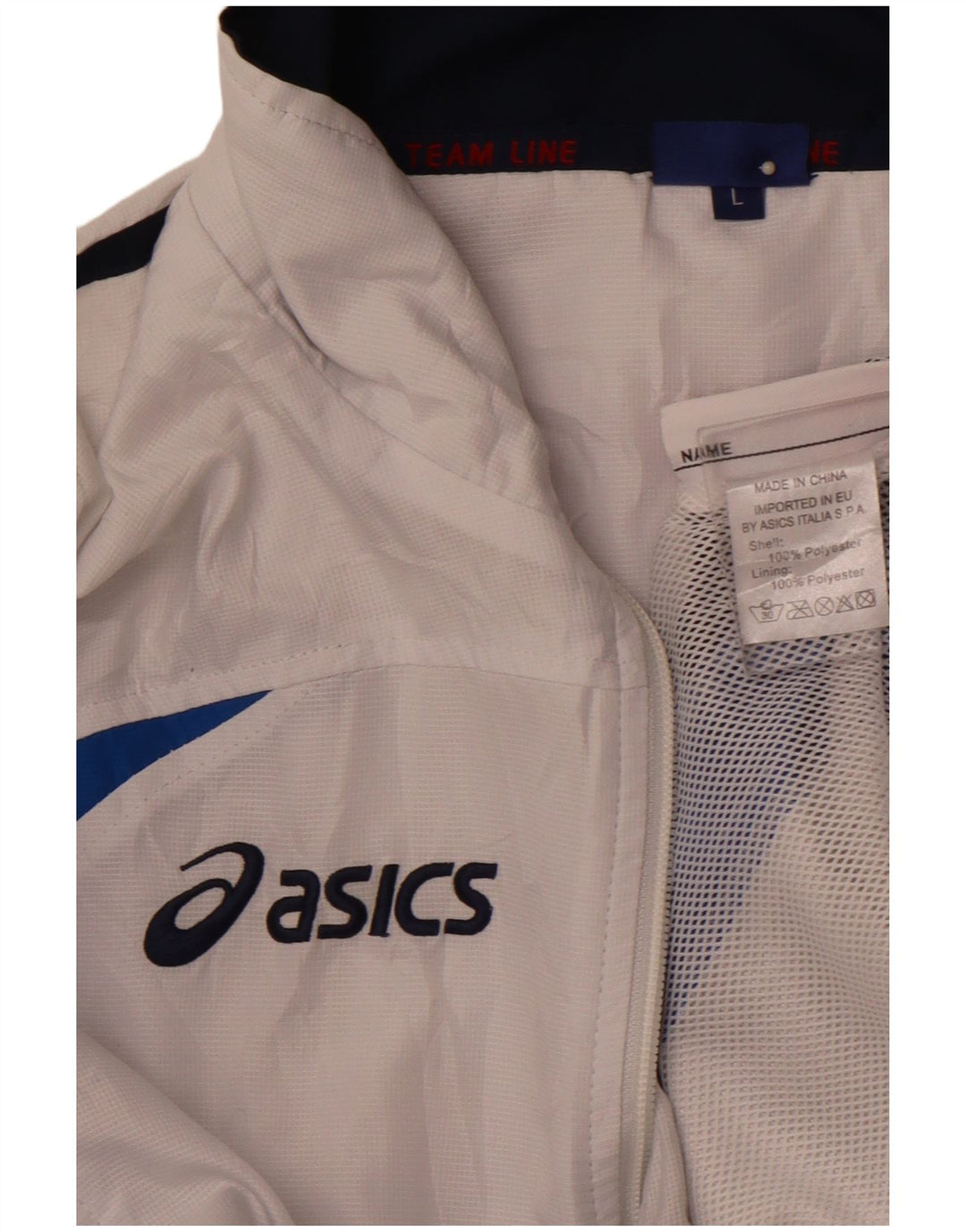 ASICS Herren-Trainingsanzug-Top-Jacke, großes weißes Farbblock-Polyester