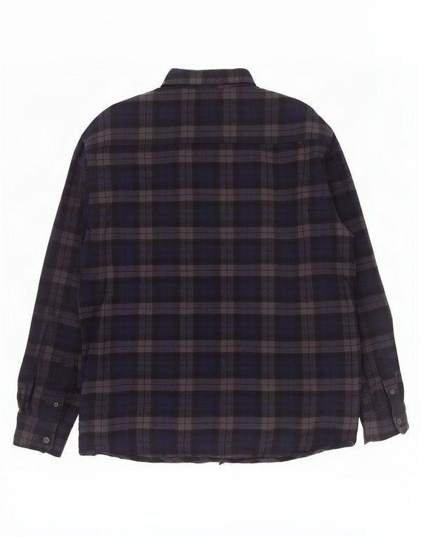 Vintage Herren Lumberjack Flanellhemd Medium Marineblau Chevron Baumwolle