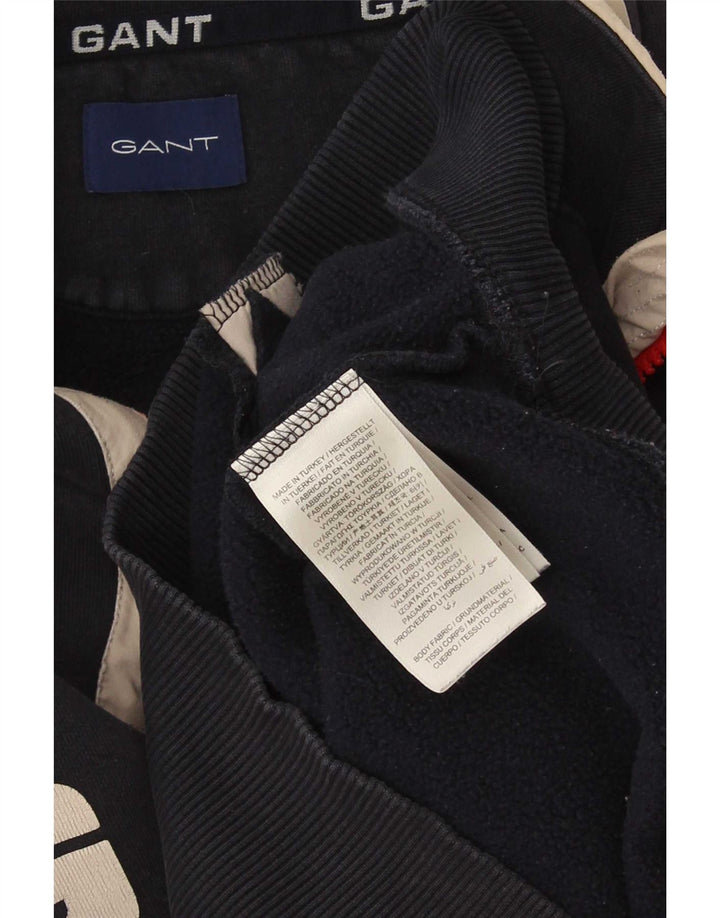Gant Herren-Sweatshirt mit grafischem Reißverschluss und Rundhalsausschnitt, Größe S, Marineblau, Farbblock