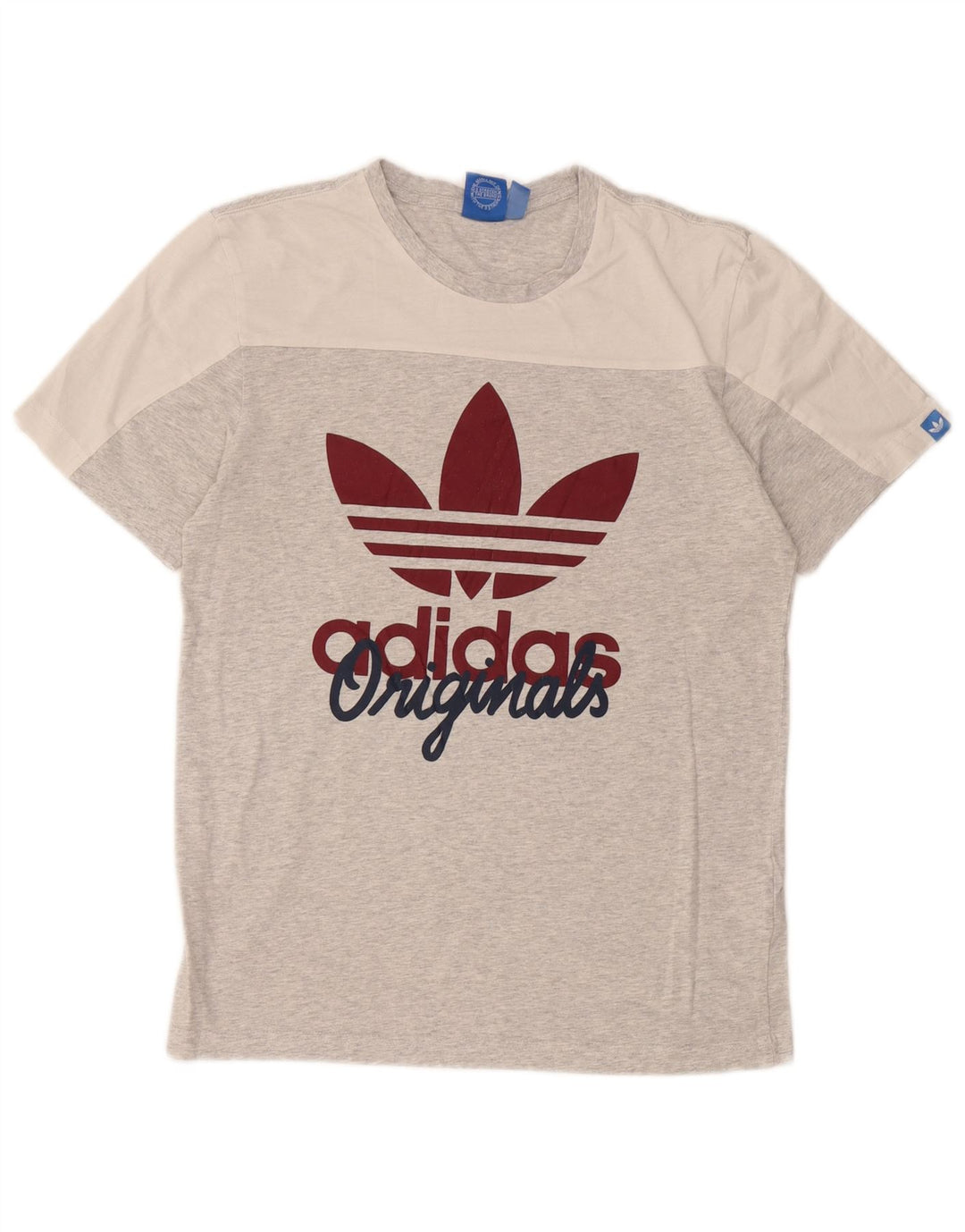 Adidas Herren-T-Shirt mit Grafik, Größe S, Grau, Colourblock-Baumwolle