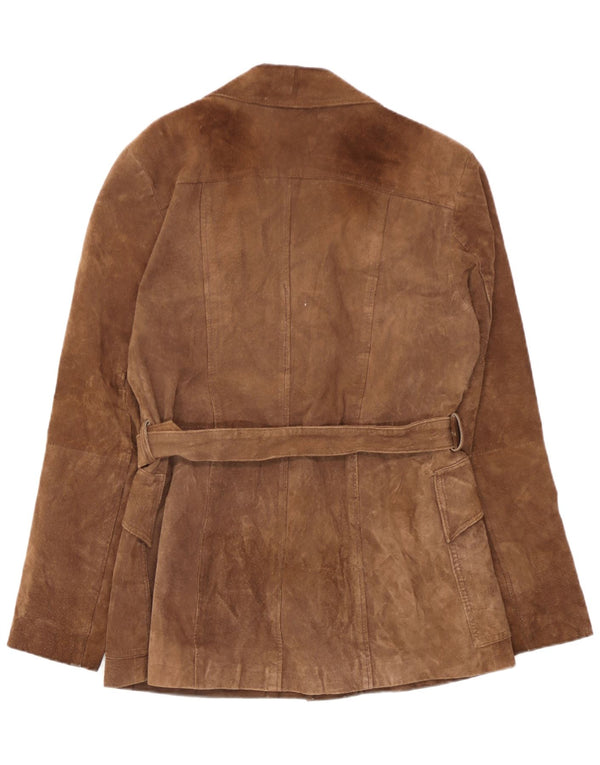 Zabaione Damen Wildlederjacke UK 14 Großes braunes Leder