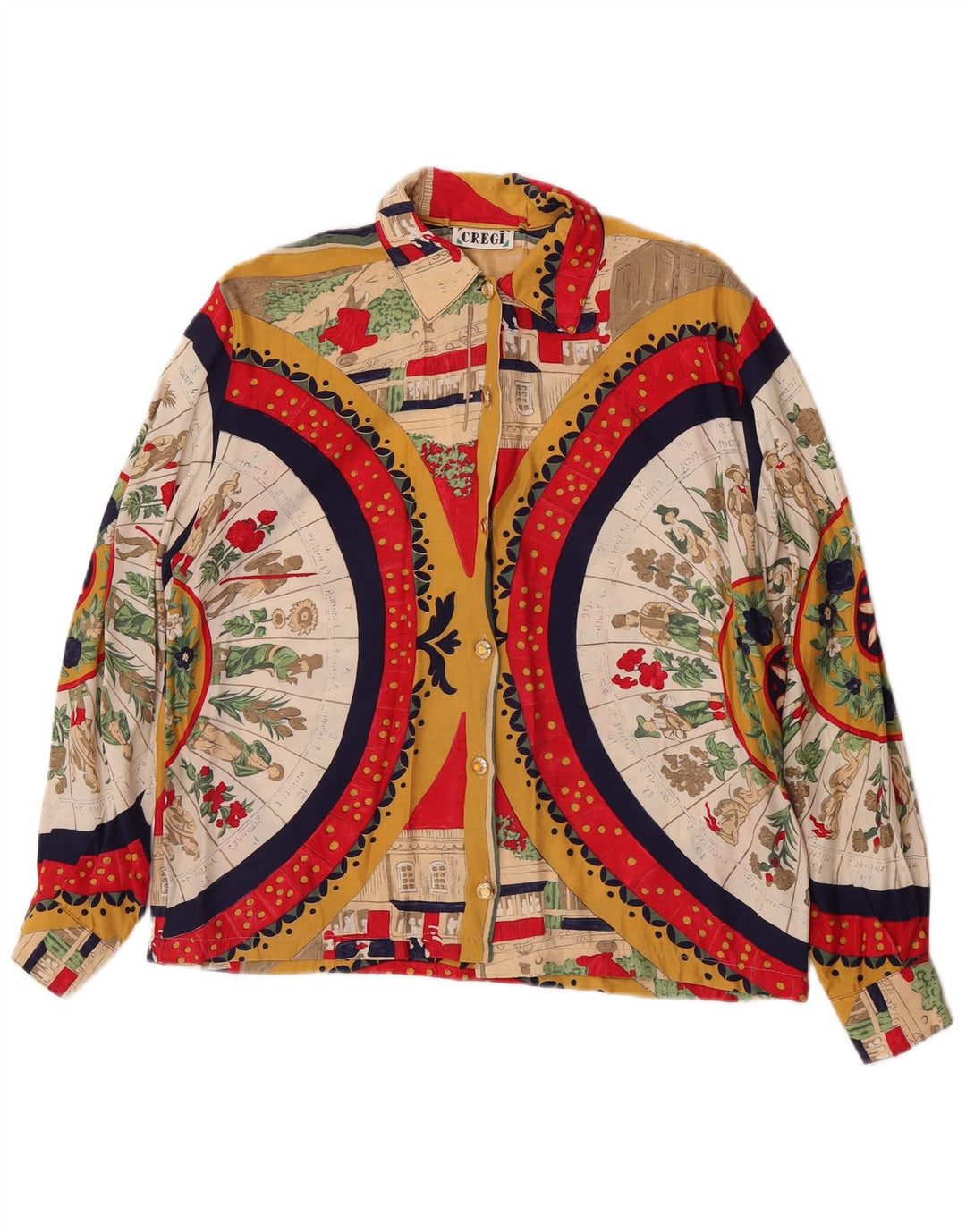 Vintage Damen Grafikshirt UK 16 Großes mehrfarbiges Blumenmuster