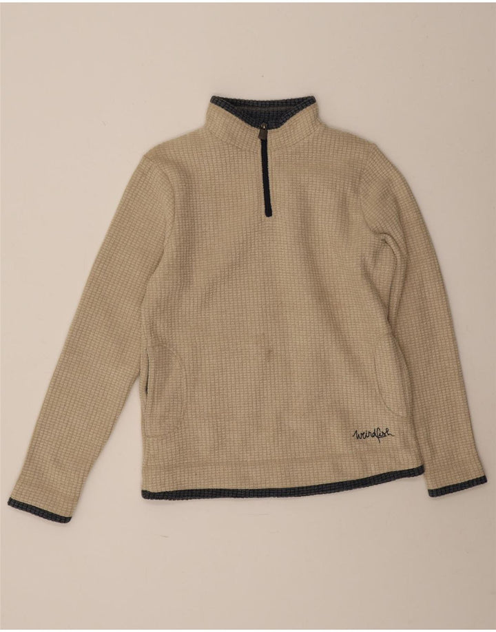 Weird Fish Damen-Fleecepullover mit Reißverschluss am Hals, UK 12, Mittelbeige, Polyester