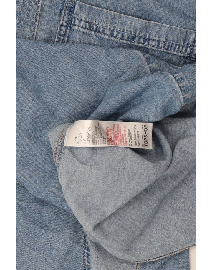 Topshop Damen Jeanshemd UK 12 Mittelblaue Baumwolle