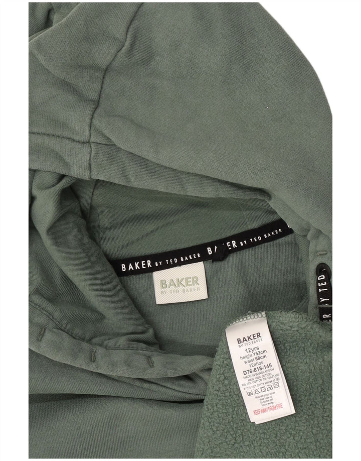 TED BAKER Mädchen-Kapuzenpullover mit Grafik, 11–12 Jahre, grüne Baumwolle