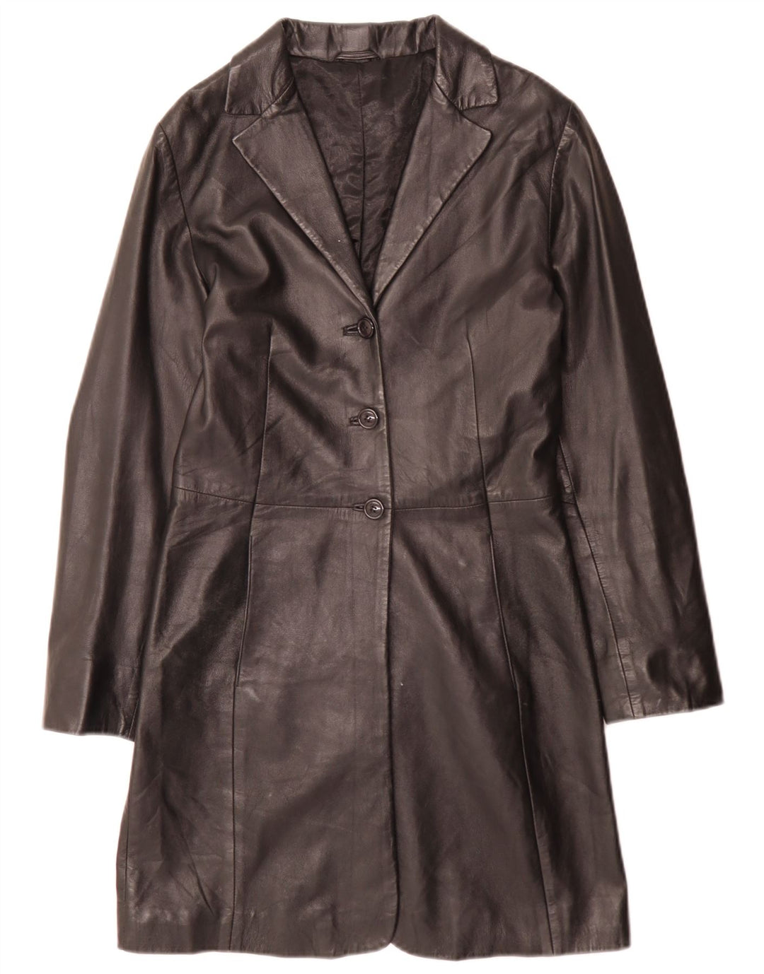 Stefanel Damen Ledermantel IT 40 Small Schwarz