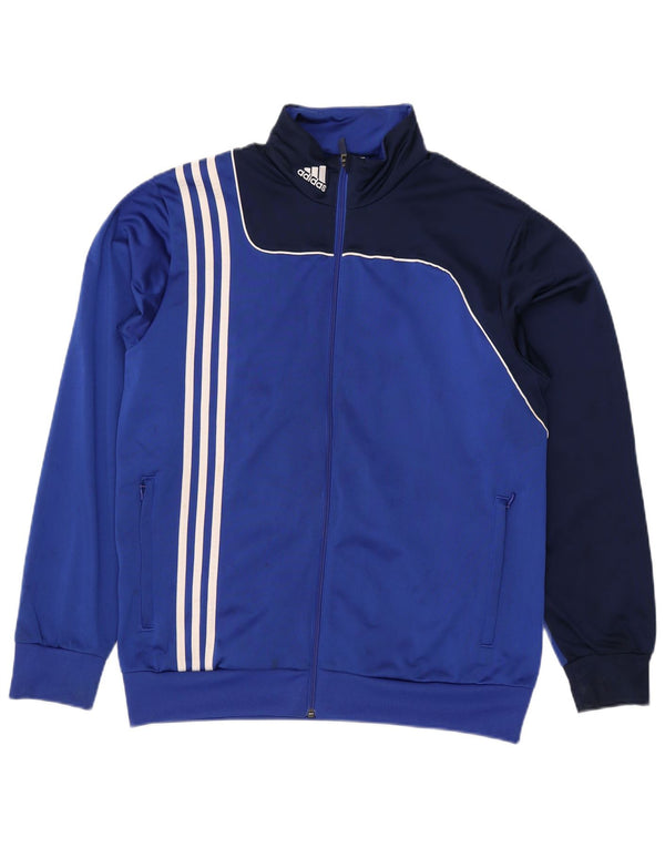 Adidas Herren-Trainingsanzugoberteil, UK-Größe 42/44, großes blaues Colourblock-Polyester
