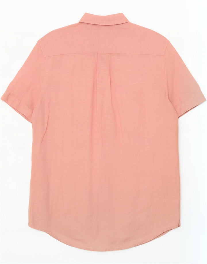 Tommy Hilfiger Herren-Hemd, kurzärmelig, normale Passform, klein, rosa, Leinen
