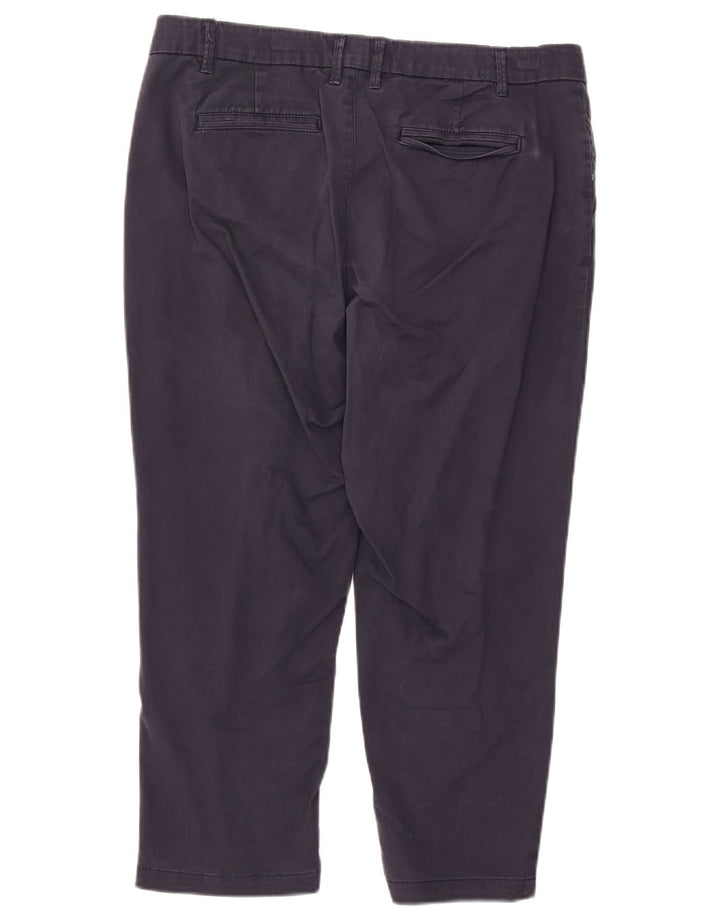 FAT FACE Womens Straight Cropped Trousers UK 14 Large W34 L23 Navy Blue