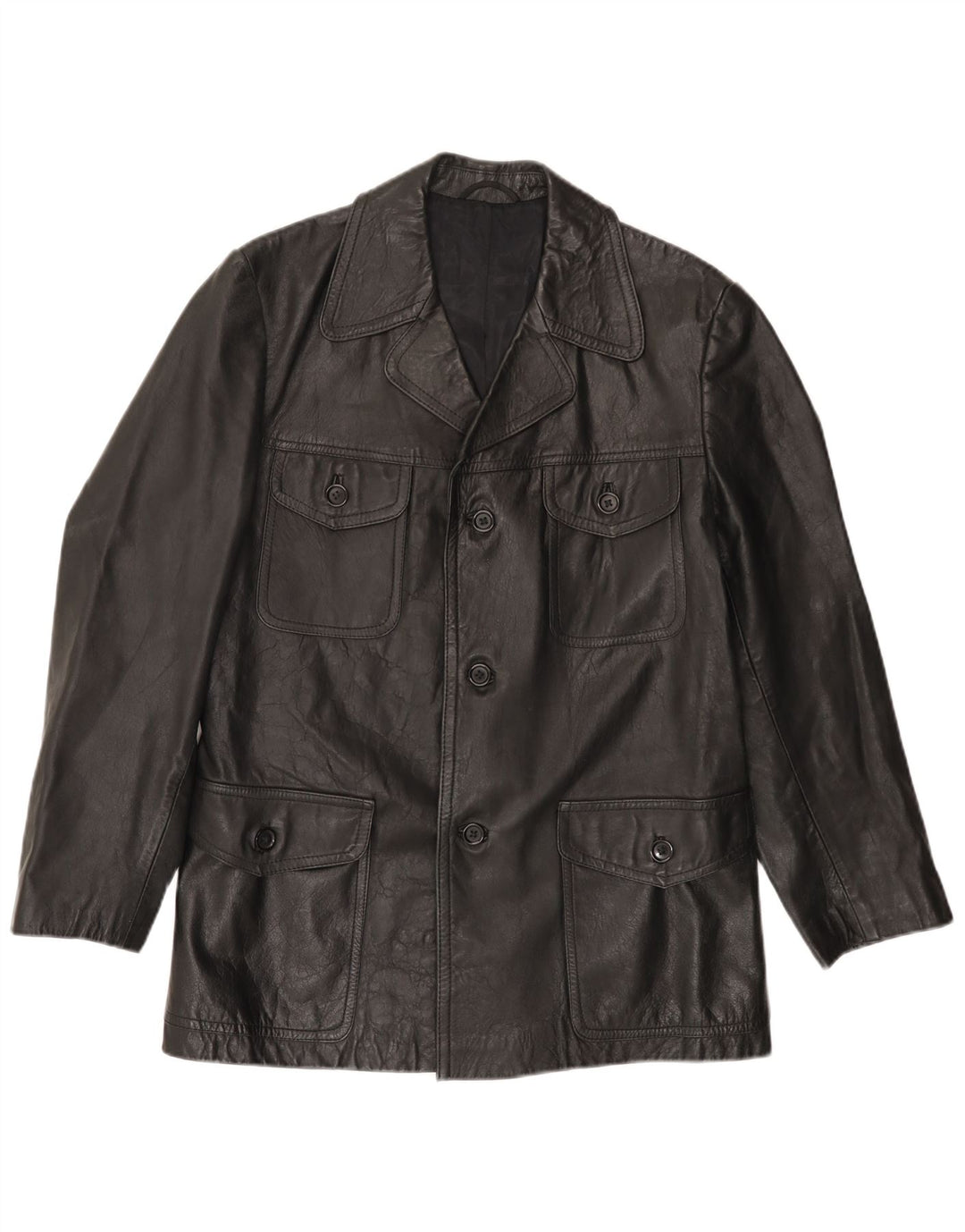 VINTAGE Herren Lederjacke UK 38 Medium Schwarz