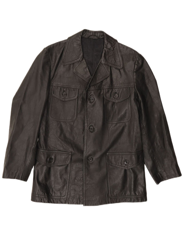 VINTAGE Herren Lederjacke UK 38 Medium Schwarz