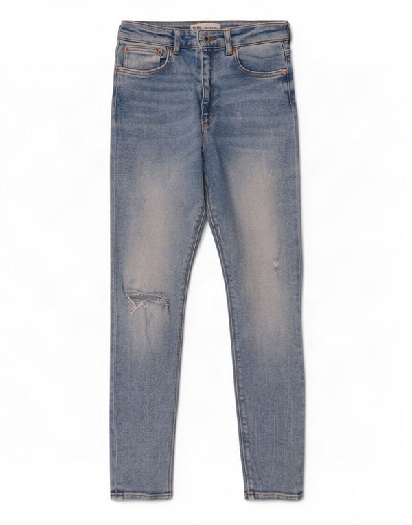 Zara Damen High Waist Distressed Skinny Jeans EU 38 Small W28 L28 Blau