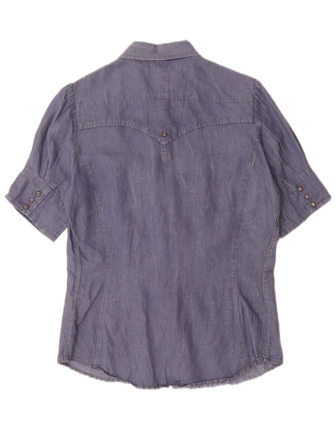 Levi's Damen Kurzarmhemd UK 14 Large Blaue Baumwolle