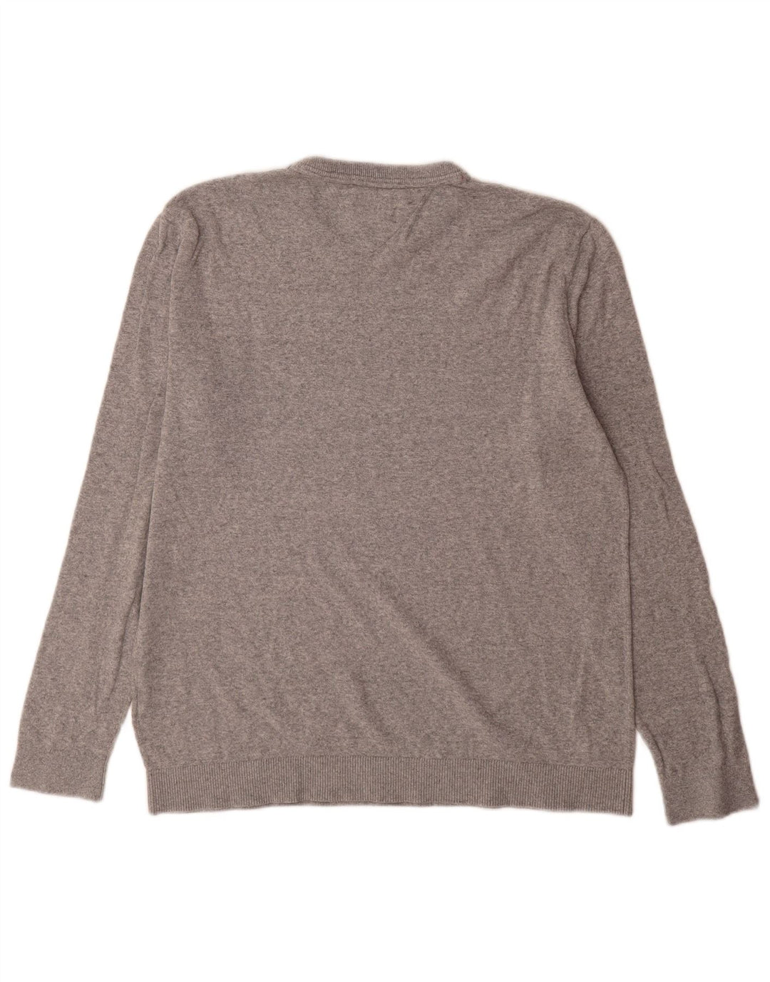 Tommy Hilfiger Herren-Pullover mit Rundhalsausschnitt, mittelgraue Baumwolle